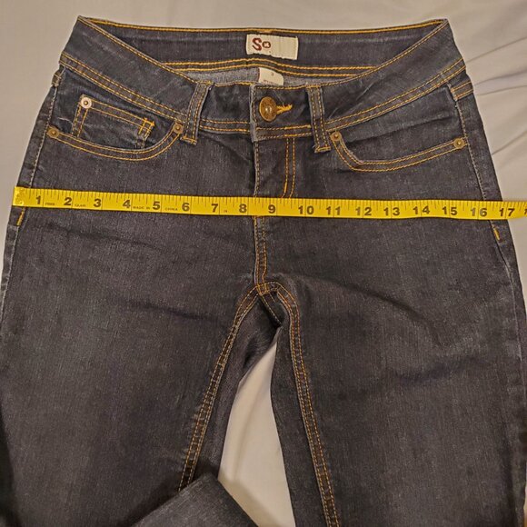 SO Juniors Super Skinny Dark Blue Low-Rise Jeans Long Inseam - (3 Juniors) - Picture 8 of 13